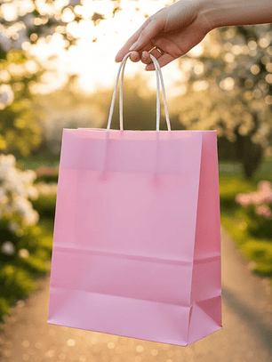  Bolsa De Papel Kraft Rosada Para Regalo