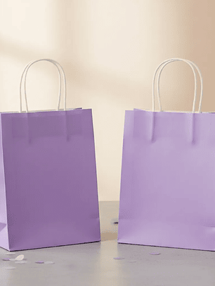 Bolsa Papel Kraft Lila Con Asas 27x21x11cm