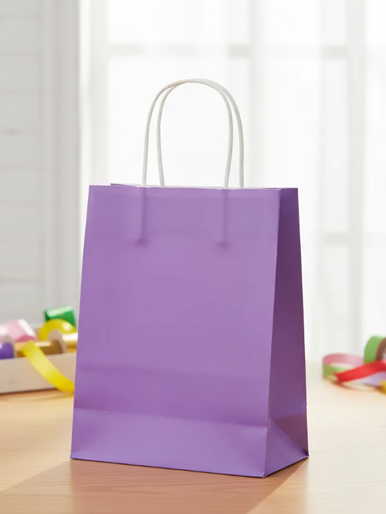 Bolsa Papel Kraft Lila Con Asas 27x21x11cm 6