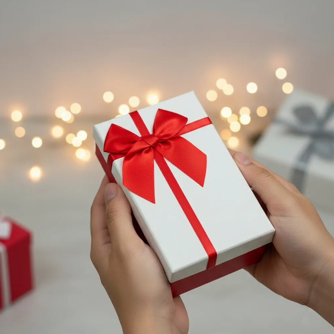 Set De Cajas Para Regalo Rojas Y Blancas Con Lazo Varios Tamaños 2