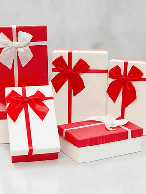 Set De Cajas Para Regalo Rojas Y Blancas Con Lazo Varios Tamaños