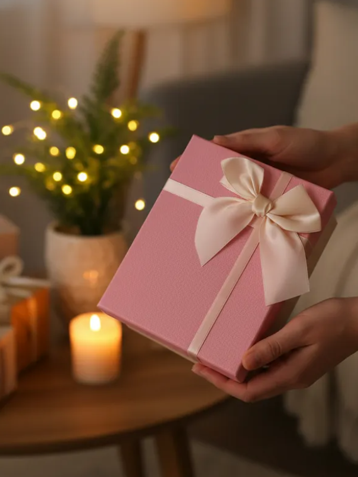 Set Caja de regalo rosada con lazo elegante varios tamaños 6