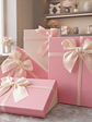 Set Caja de regalo rosada con lazo elegante varios tamaños - Miniatura 1