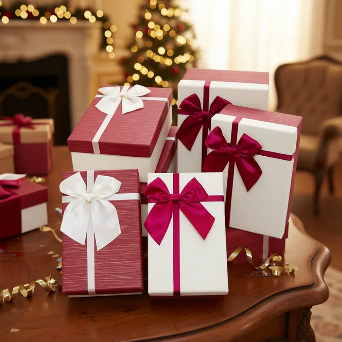 Caja de regalo rectangular con lazo 3 tamaños 1