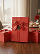 Set Caja de regalo roja rectangular con cinta decorativa - Miniatura 1