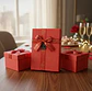 Set Caja de regalo roja rectangular con cinta decorativa - Miniatura 1