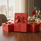 Set Caja de regalo roja rectangular con cinta decorativa - Miniatura 1