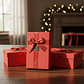 Set Caja de regalo roja rectangular con cinta decorativa - Miniatura 3