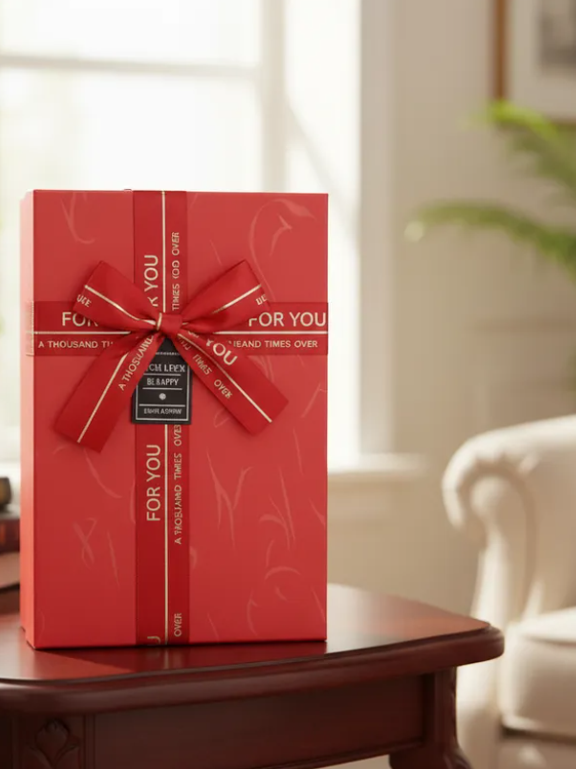 Set Caja de regalo roja rectangular con cinta decorativa 2