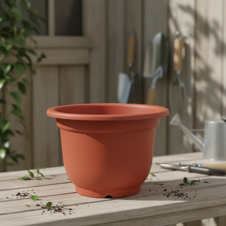 Macetero Plástico Redondo Terracota 26.7x19.5cm Para Plantas 5