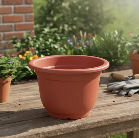 Macetero Plástico Redondo Terracota 26.7x19.5cm Para Plantas