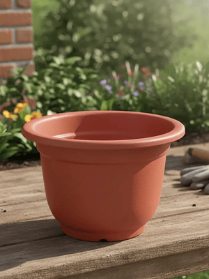 Macetero Plástico Redondo Terracota 26.7x19.5cm Para Plantas