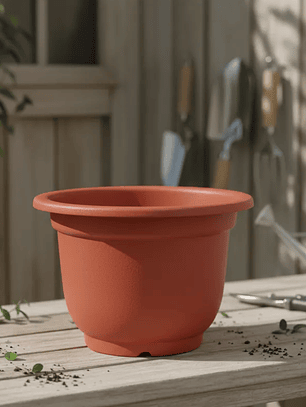 Macetero Plástico Redondo 22x16 Cm Color Terracota Jardín