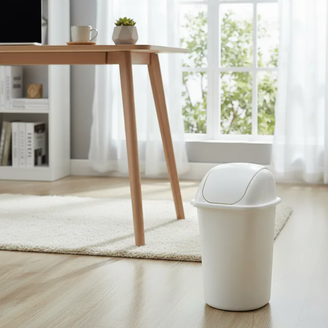 Basurero Plástico Tapa Vaivén Colores Variados 1