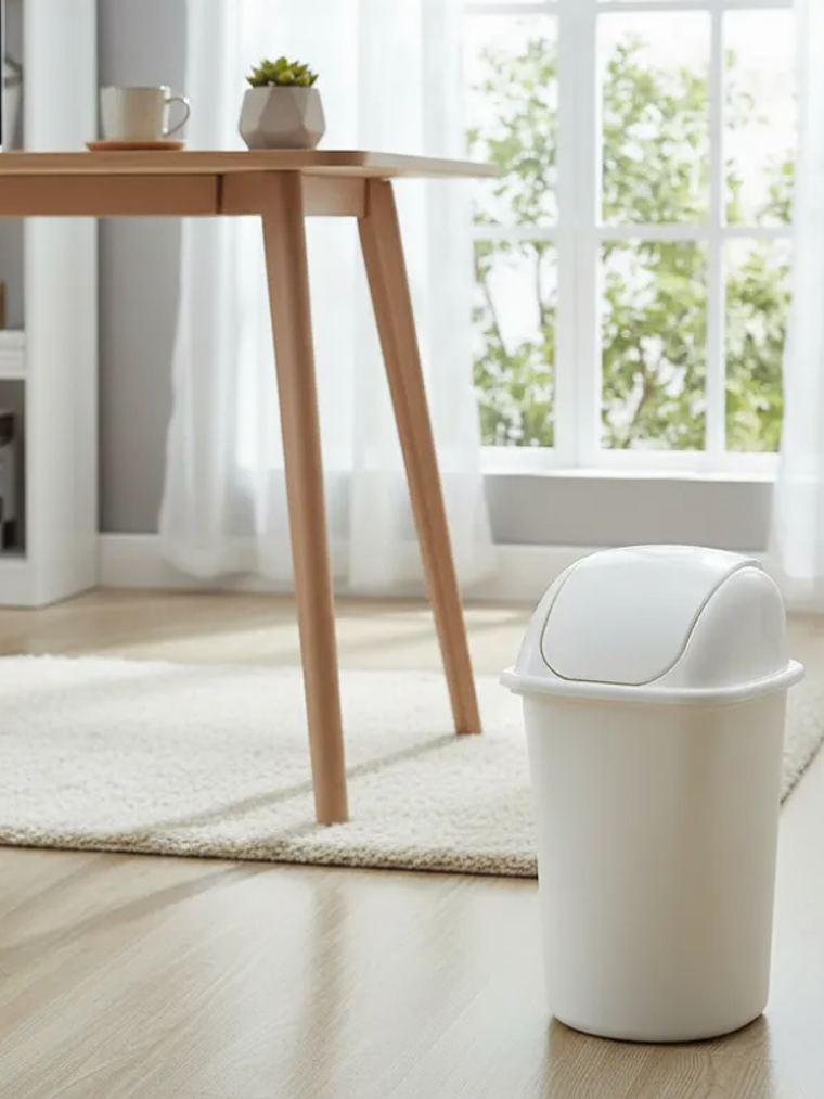 Basurero Plástico Tapa Vaivén Colores Variados 1