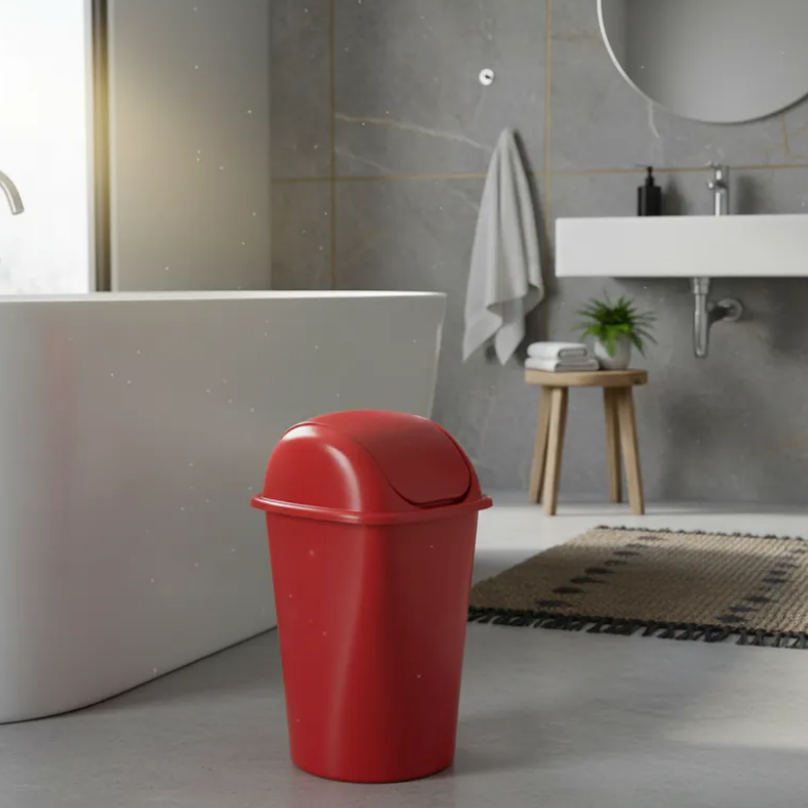 Basurero Plástico Tapa Vaivén Colores Variados 2