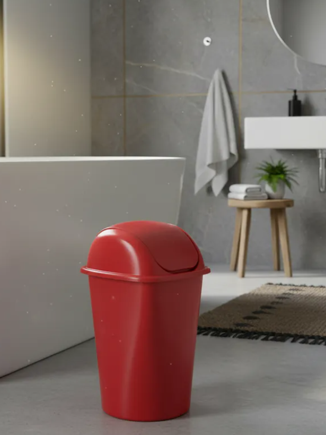 Basurero Plástico Tapa Vaivén Colores Variados 2