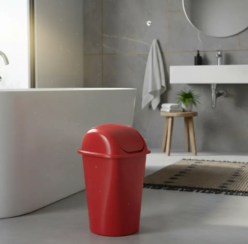 Basurero Plástico Tapa Vaivén Colores Variados 2