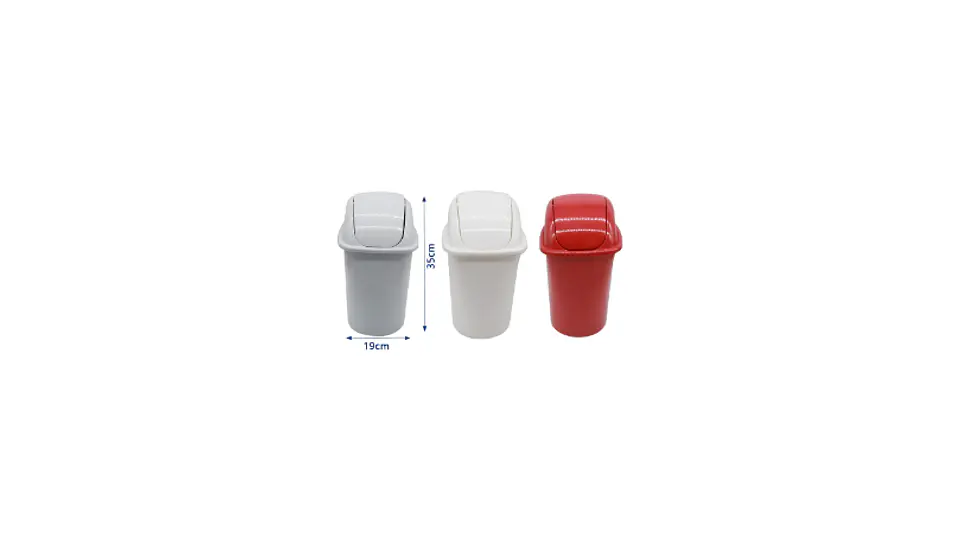 Basurero Plástico Tapa Vaivén Colores Variados 4