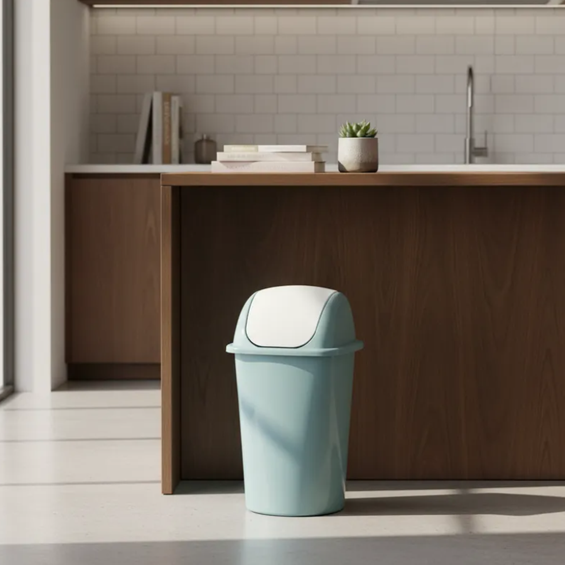 Basurero Plástico Tapa Vaivén Cocina Baño 1