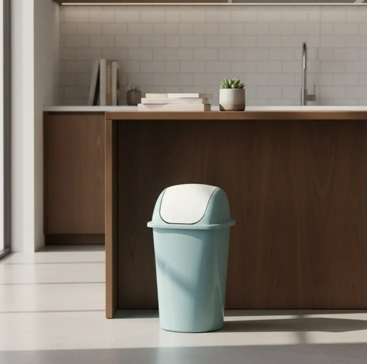 Basurero Plástico Tapa Vaivén Cocina Baño 1