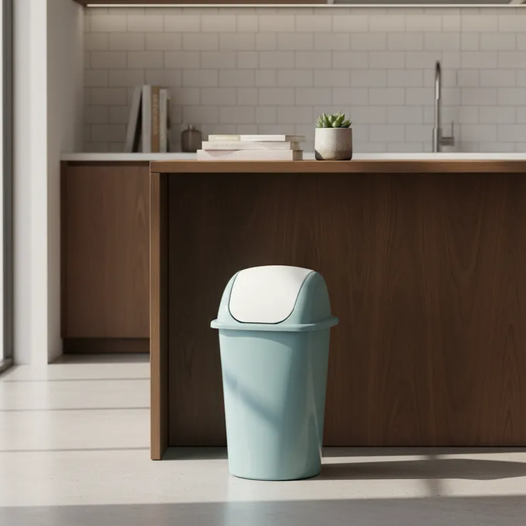 Basurero Plástico Tapa Vaivén Cocina Baño 1