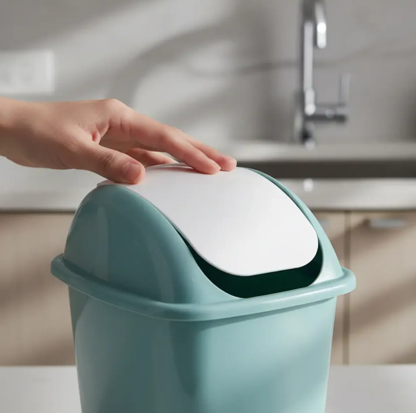 Basurero Plástico Tapa Vaivén Cocina Baño 3