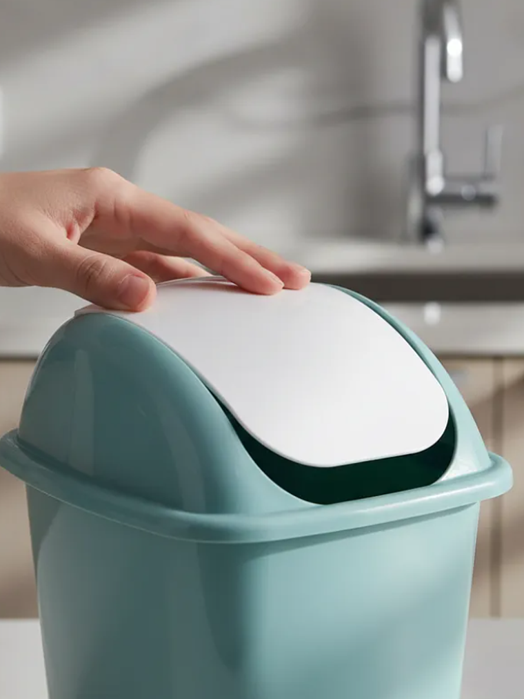 Basurero Plástico Tapa Vaivén Cocina Baño 3