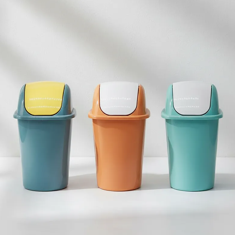 Basurero Plástico Tapa Vaivén Cocina Baño 4