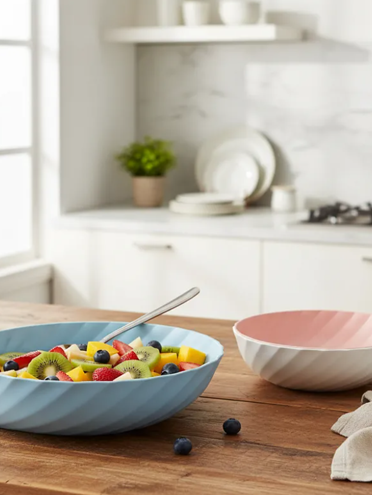 Fuente Bowl Plástico Frutero Ensaladera Diseño Moderno 27.5cm 3