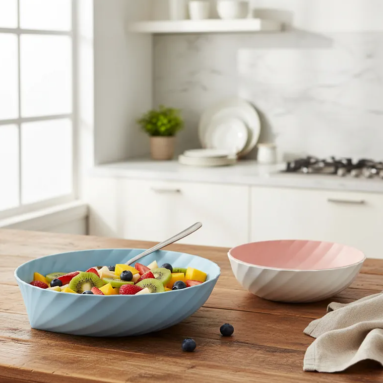 Fuente Bowl Plástico Frutero Ensaladera Diseño Moderno 27.5cm 3