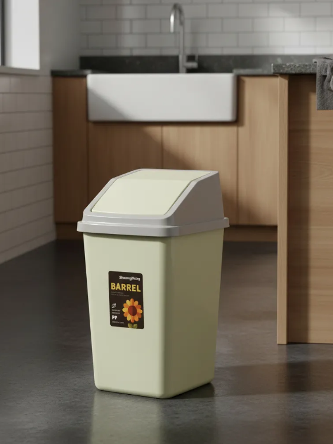 Basurero plástico con tapa vaivén 23x38 cm 1