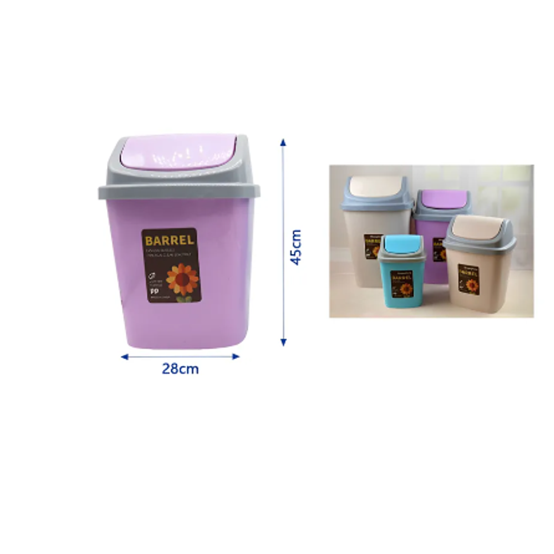 Basurero Plástico con Tapa Vaivén para Cocina Baño Oficina 3