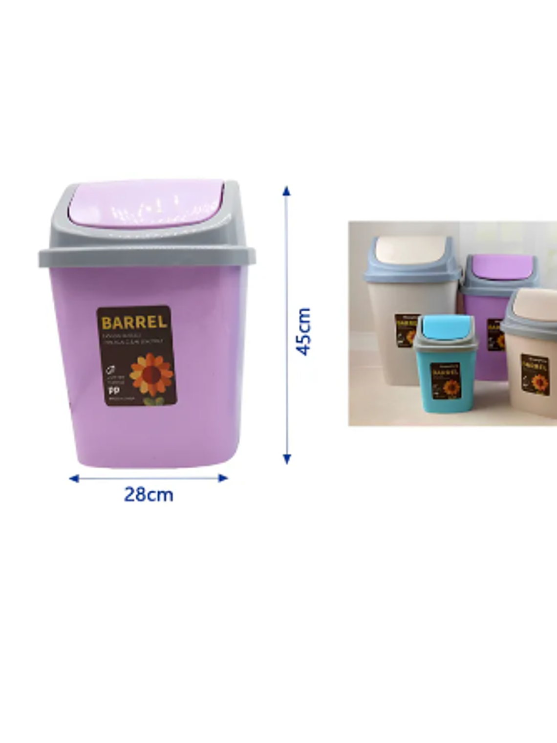 Basurero Plástico con Tapa Vaivén para Cocina Baño Oficina 3