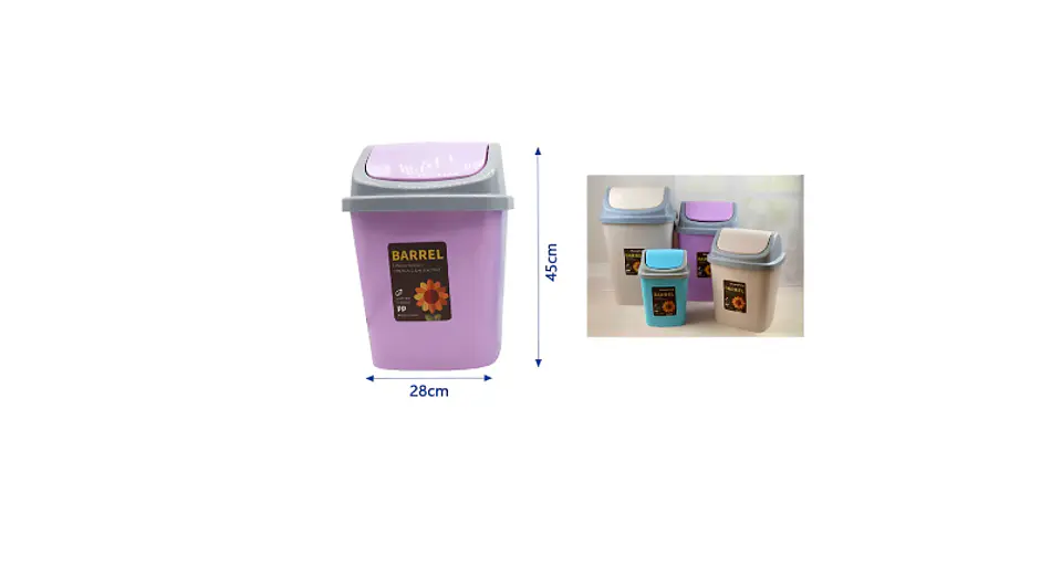 Basurero Plástico con Tapa Vaivén para Cocina Baño Oficina 3