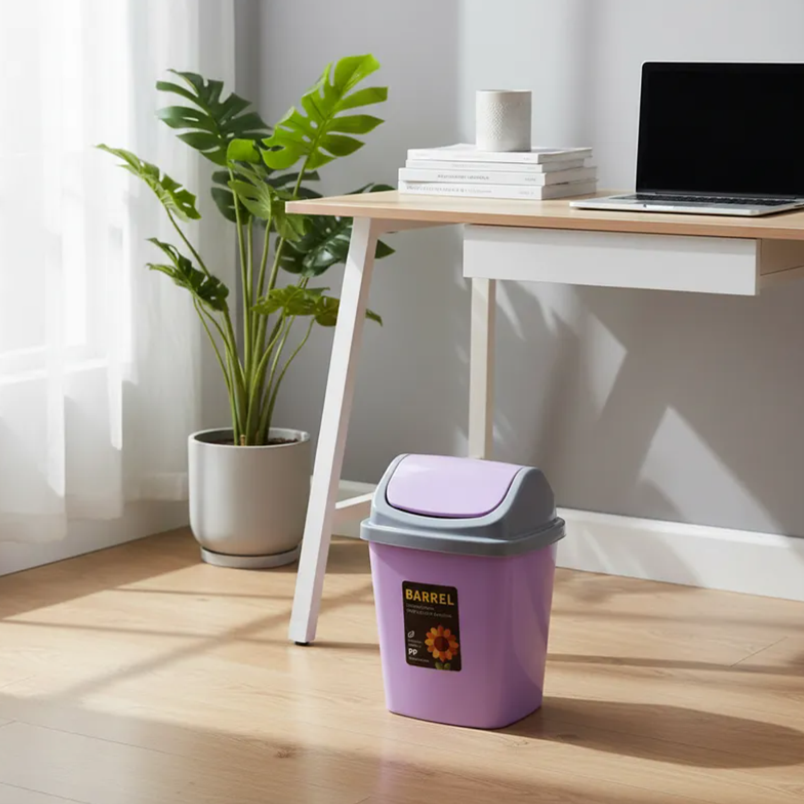 Basurero Plástico con Tapa Vaivén para Cocina Baño Oficina 2