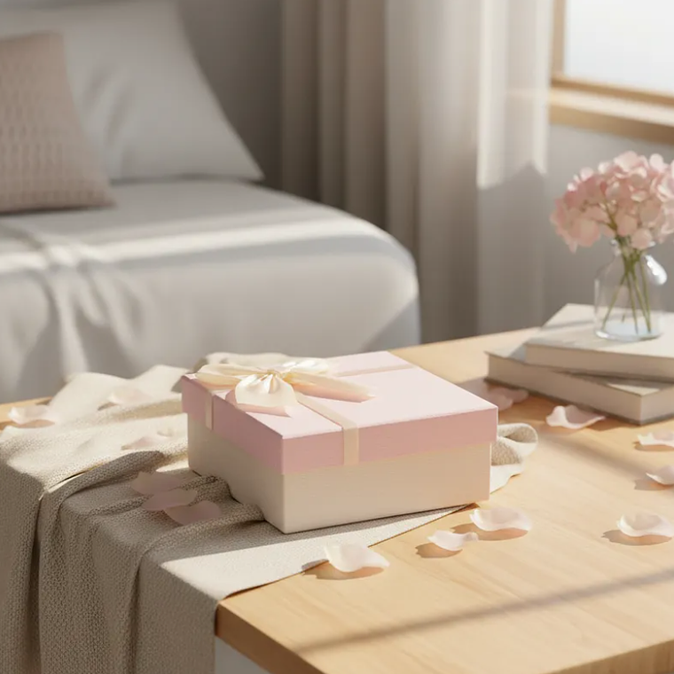 Set Caja de regalo cuadrada rosada con lazo 3