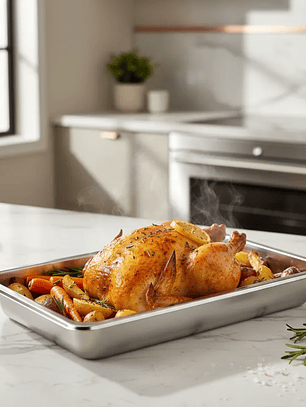 Bandeja Acero Inoxidable Gastronómica Rectangular 50x35x7cm