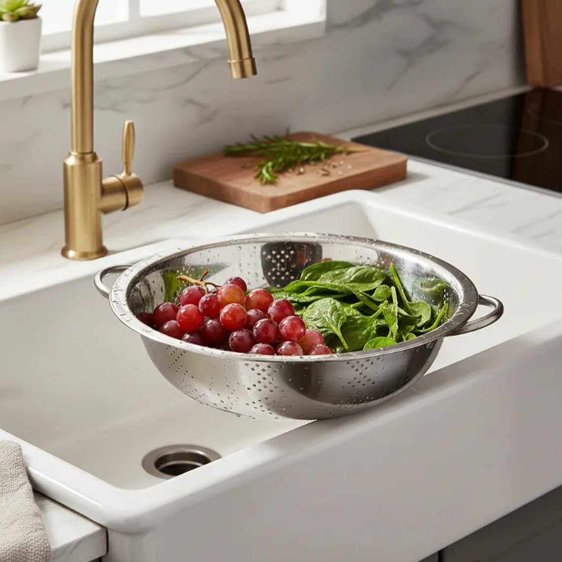 Colador De Acero Inoxidable 26cm Con Asas Cocina 6