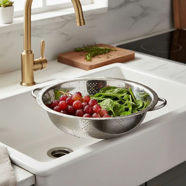 Colador De Acero Inoxidable 26cm Con Asas Cocina 6