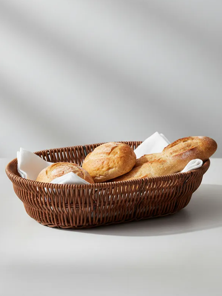 Canasto Panera Frutero Ovalado Simil Mimbre Ratán 25cm 3