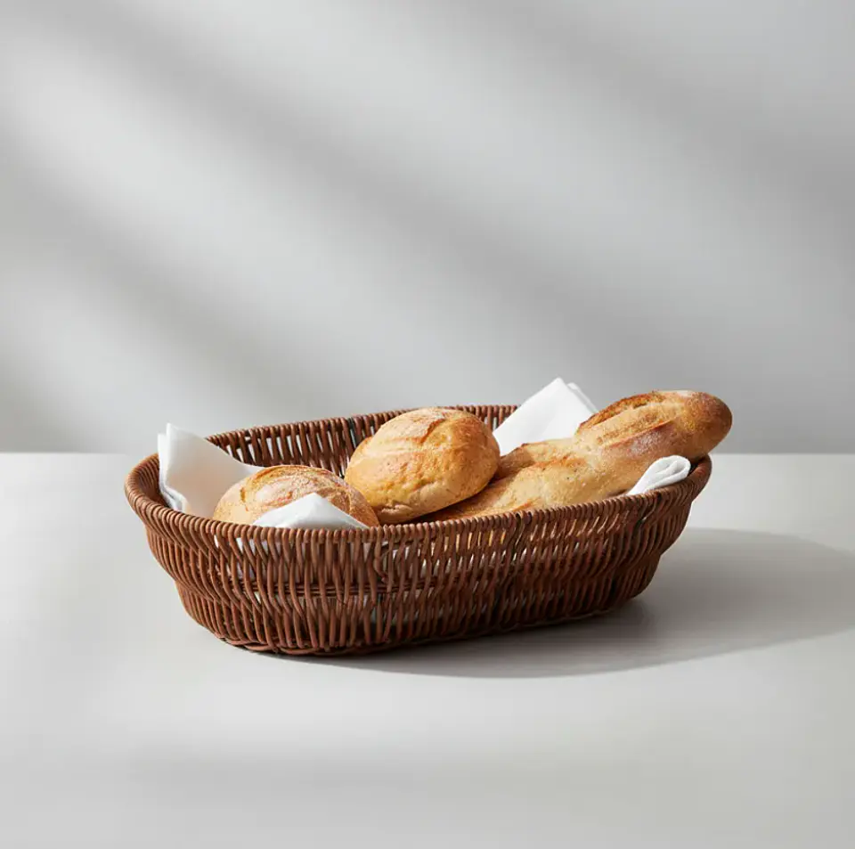Canasto Panera Frutero Ovalado Simil Mimbre Ratán 25cm 3