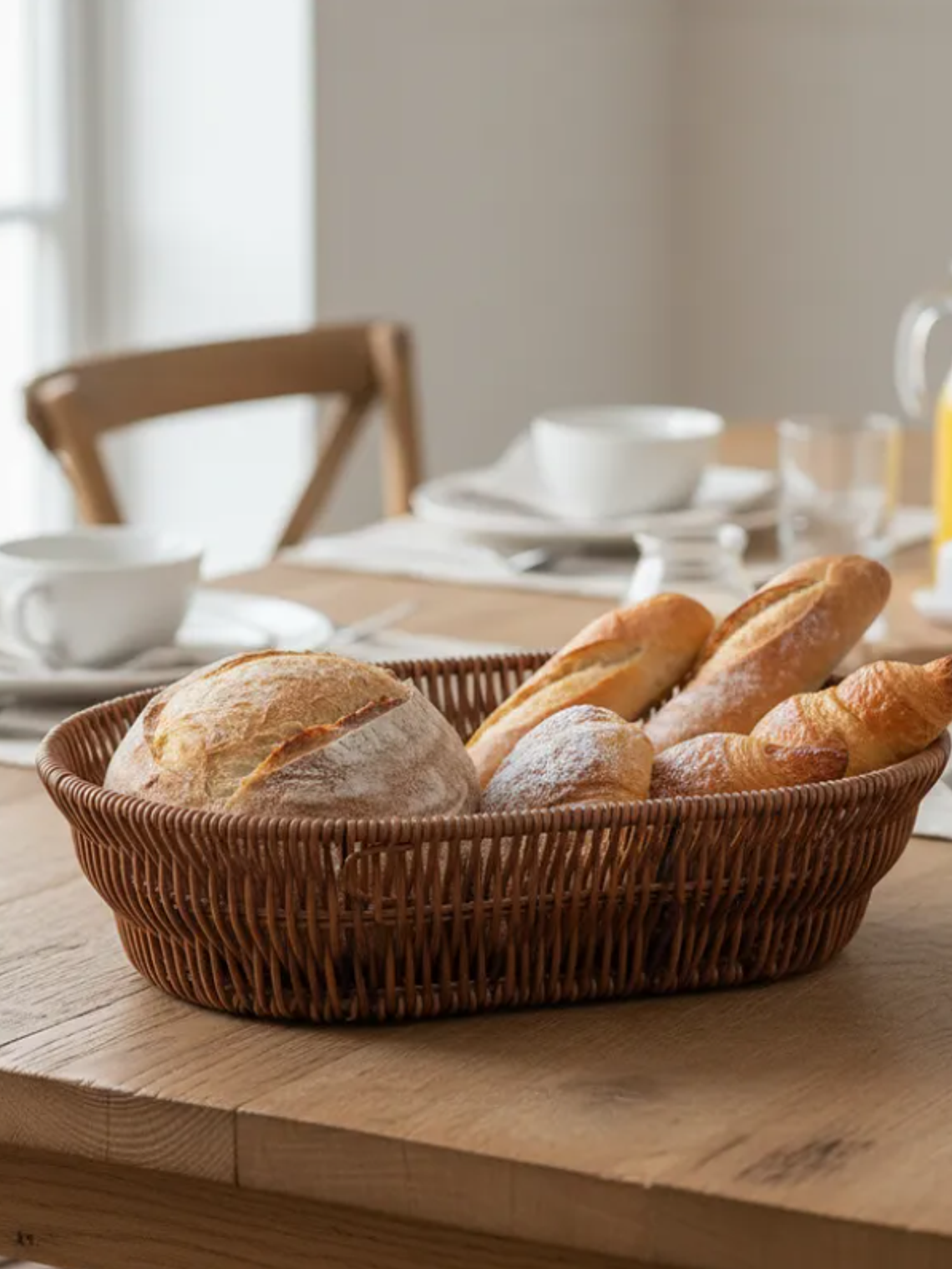 Canasto Panera Frutero Ovalado Simil Mimbre Ratán 25cm 1