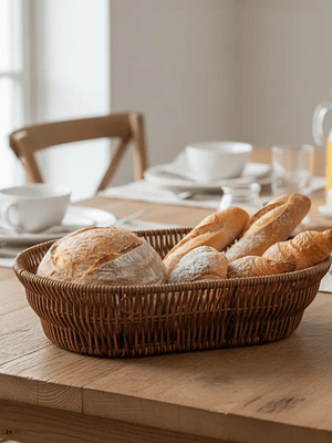 Canasto Panera Frutero Ovalado Simil Mimbre Ratán 25cm