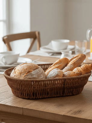 Canasto Panera Frutero Ovalado Simil Mimbre Ratán 25cm