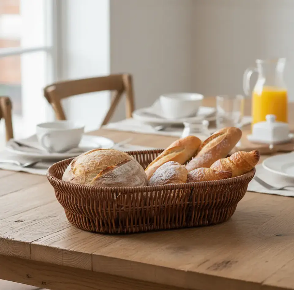 Canasto Panera Frutero Ovalado Simil Mimbre Ratán 25cm 1