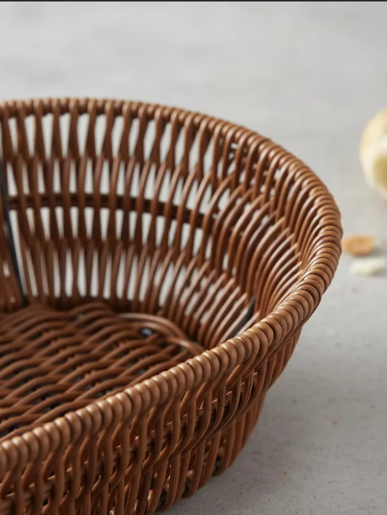 Canasto Panera Frutero Ovalado Simil Mimbre Ratán 25cm 4