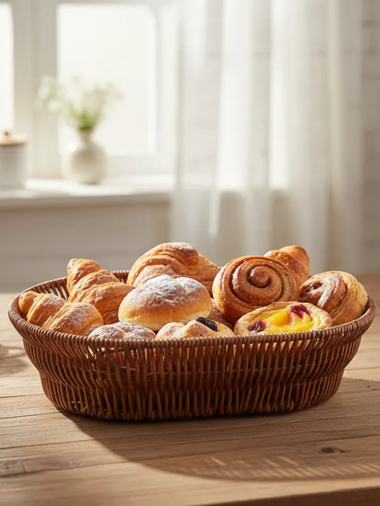 Canasto Panera Frutero Ovalado Simil Mimbre Ratán 25cm 5