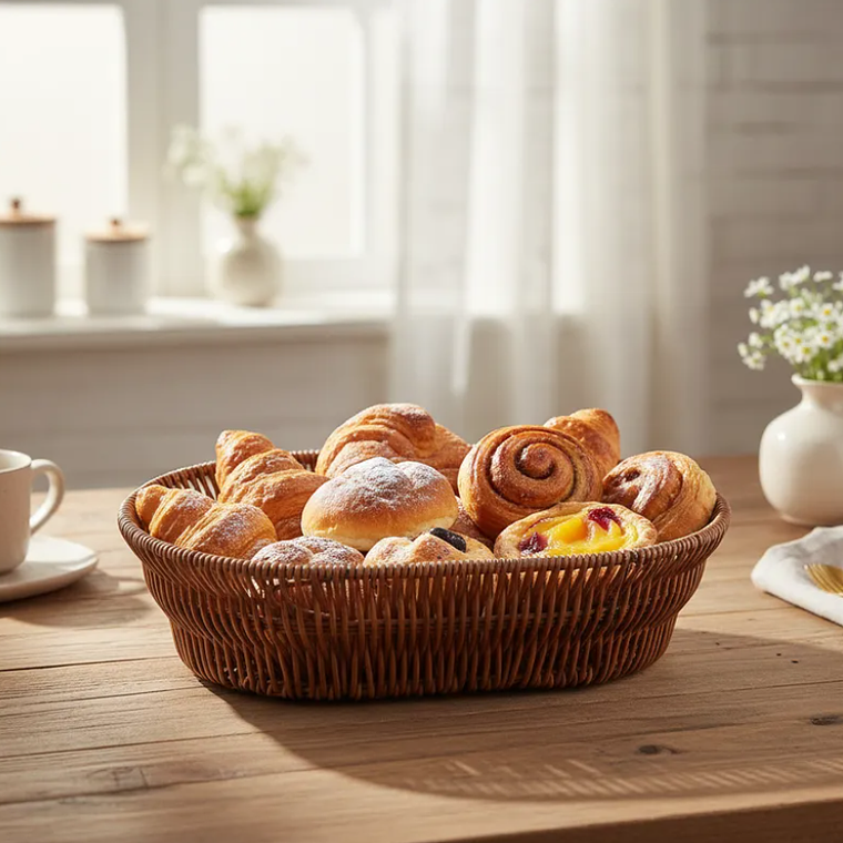 Canasto Panera Frutero Ovalado Simil Mimbre Ratán 25cm 5