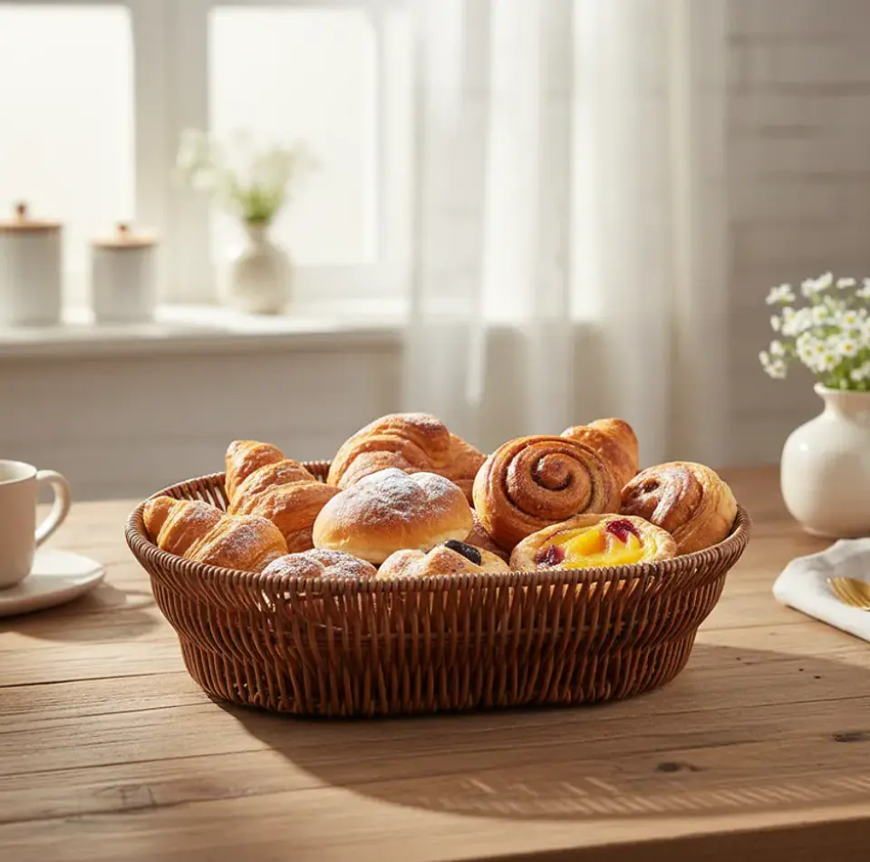 Canasto Panera Frutero Ovalado Simil Mimbre Ratán 25cm 5